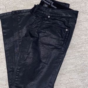 shiny denim jeans